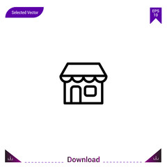 Outline shop icon isolated on white background. Line pictogram. mobile application, logo, user interface. Editable stroke. EPS10 format vector