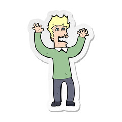 sticker of a cartoon terrified man