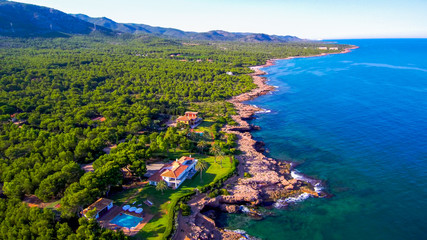 Castellon. Azahar Coast in Beach of Alcossebre. Spain. Drone Photo