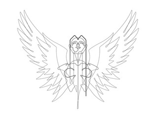 Angel One Continuous Line Vector Graphic Illustration