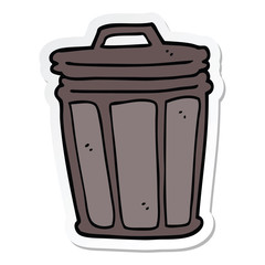 sticker of a cartoon trash can