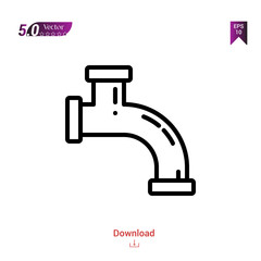 Outline plumbering icon isolated on white background. Popular icons for 2019 year. Line pictogram. Graphic design, mobile application, logo, user interface. EPS 10 format vector