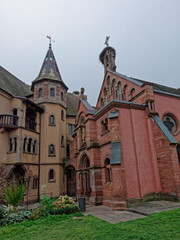 Église, Village d'Eguisheim, Alsace, Haut-Rhin, Grand Est, France	