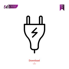 Outline plug  icon isolated on white background. Popular icons for 2019 year. Line pictogram. Graphic design, mobile application, logo, user interface. EPS 10 format vector