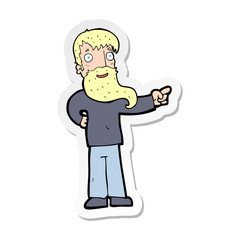 sticker of a cartoon man with beard pointing