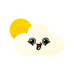 retro illustration style cartoon cloud and sunshine