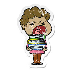distressed sticker of a cartoon furious man