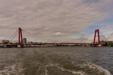 Netherlands, Rotterdam, Willemsbrug is a bridge next to the Erasmusbrug in the centre of Rotterdam, spanning the Nieuwe Maas