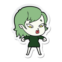 sticker of a cute cartoon vampire girl