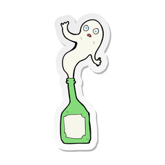 sticker of a cartoon ghost in bottle