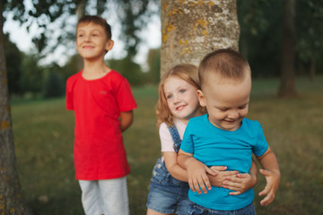 photo of happy children in park