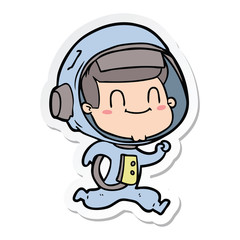 sticker of a happy cartoon astronaut