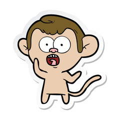sticker of a cartoon shocked monkey