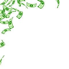 American dollar notes falling. Floating USD bills 