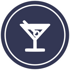 cocktail with olive circular icon