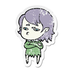 Obraz premium distressed sticker of a cartoon vampire girl