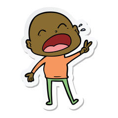 sticker of a cartoon shouting bald man
