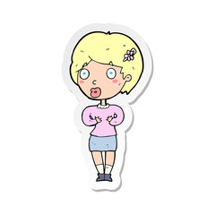 sticker of a cartoon surprised woman