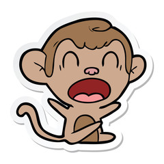 sticker of a shouting cartoon monkey