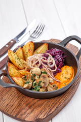 roasted vegetables with sweet potato puree