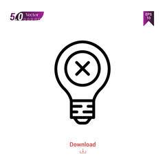 Outline light-bulb icon isolated on white background. Popular icons for 2019 year. Line pictogram. Graphic design, mobile application, logo, user interface. EPS 10 format vector