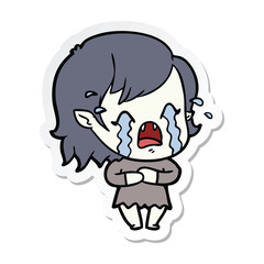 sticker of a cartoon crying vampire girl