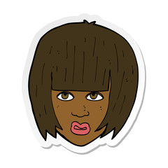 sticker of a cartoon annoyed girl with big hair