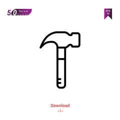 Outline hammer  icon isolated on white background. Popular icons for 2019 year. Line pictogram. Graphic design, mobile application, logo, user interface. EPS 10 format vector