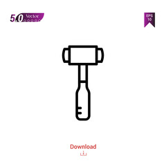 Outline hammer  icon isolated on white background. Popular icons for 2019 year. Line pictogram. Graphic design, mobile application, logo, user interface. EPS 10 format vector