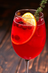 mocktail iwth fruits on the wooden background