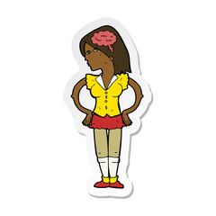 sticker of a cartoon intelligent woman