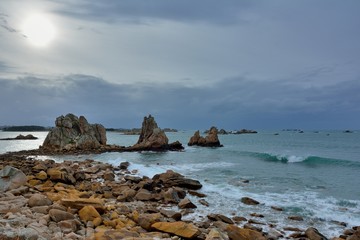 Magnifique paysage de mer en Bretagne à Plougrescant