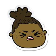 sticker of a cartoon female face