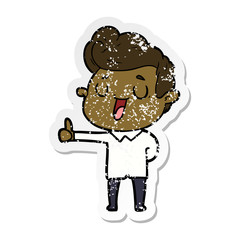 distressed sticker of a happy cartoon man