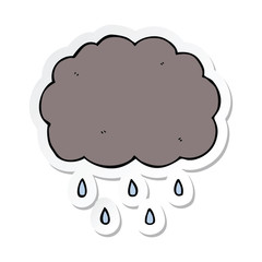 sticker of a cartoon cloud raining