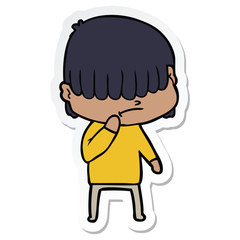sticker of a cartoon boy with untidy hair