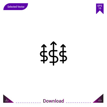 Outline dollar-symbol icon isolated on white background. Line pictogram. mobile application, logo, user interface. Editable stroke. EPS10 format vector