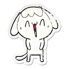 distressed sticker of a cute cartoon dog