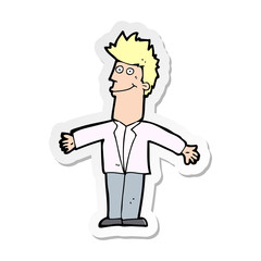 sticker of a cartoon happy man