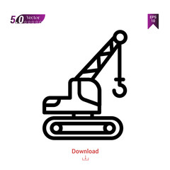 Outline crane  icon isolated on white background. Popular icons for 2019 year. Line pictogram. Graphic design, mobile application, logo, user interface. EPS 10 format vector