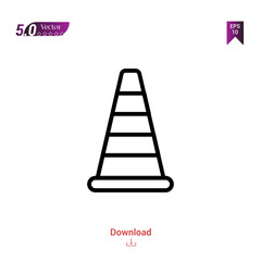 Outline cone icon isolated on white background. Popular icons for 2019 year. Line pictogram. Graphic design, mobile application, logo, user interface. EPS 10 format vector