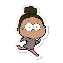 sticker of a cartoon happy old woman