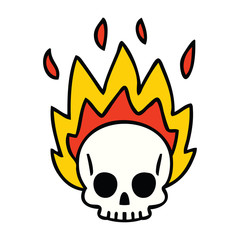 quirky hand drawn cartoon skull