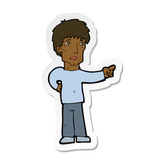 sticker of a cartoon pointing man