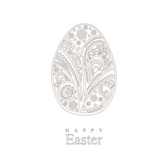 Happy Easter. Floral easter egg. Vector card.