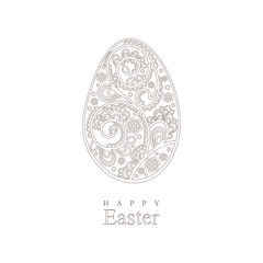 Happy Easter. Lace floral easter egg. Vector card.