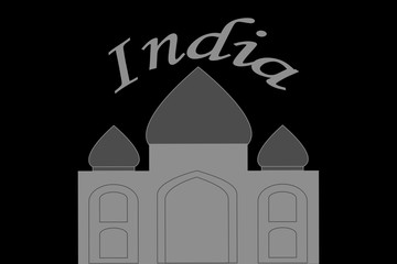Illustration of Taj Mahal in India on black background