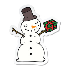 sticker of a cartoon snowman