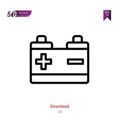 Outline battery icon isolated on white background. Popular icons for 2019 year. Line pictogram. Graphic design, mobile application, logo, user interface. EPS 10 format vector
