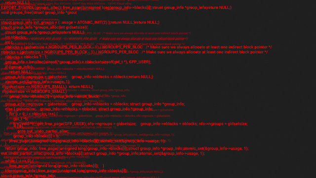 Red screen coding hacker concept animation with glitch. Programming code typing error. Big data and Internet cyber attack. Programming code abstract. Blockchain concept, computer digital code